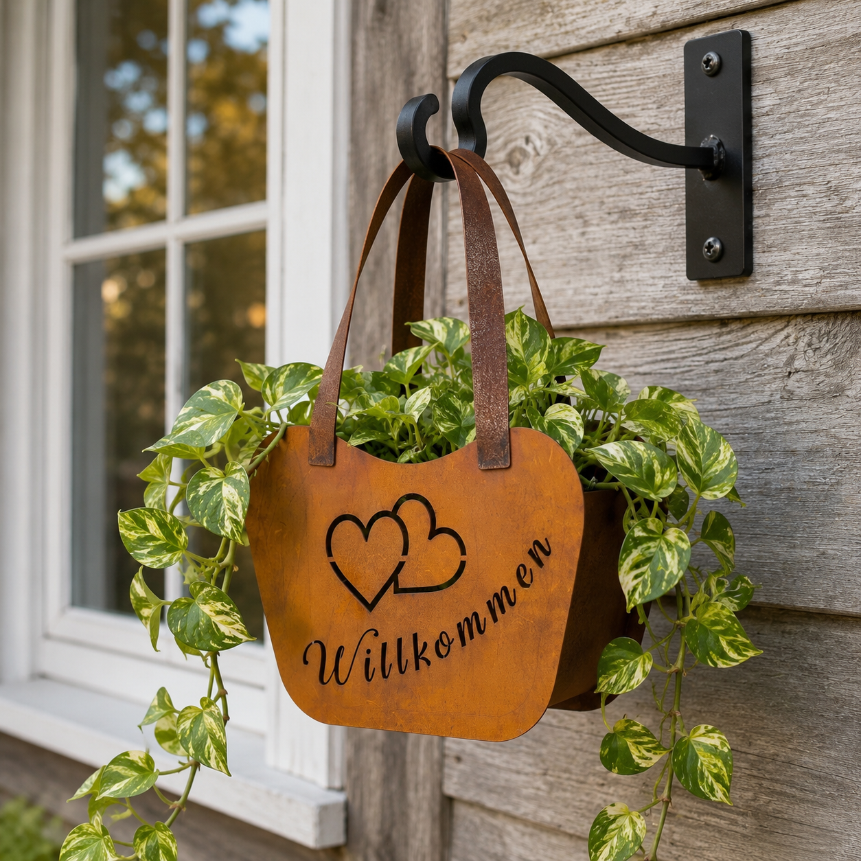 Vintage Rustic Metal Handbag Planter Basket