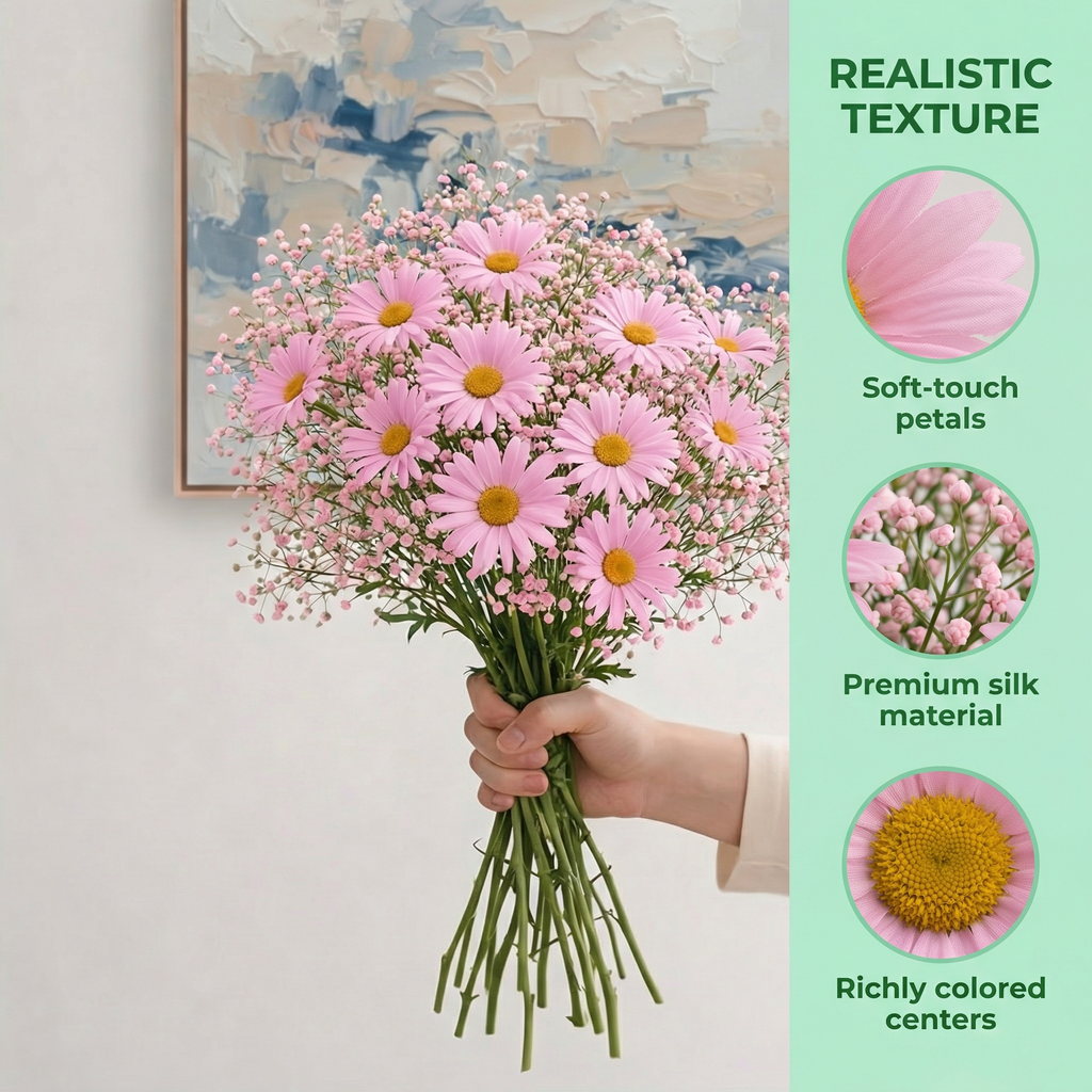 [Bouquet of 30pcs] Realistic Gypsophila Daisy Artificial Flower Bouquet