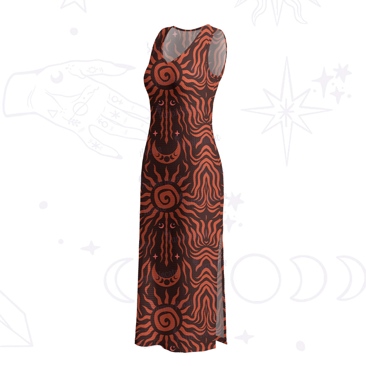 Purplehecate Solar Ritua Crochet Knit Maxi Dress