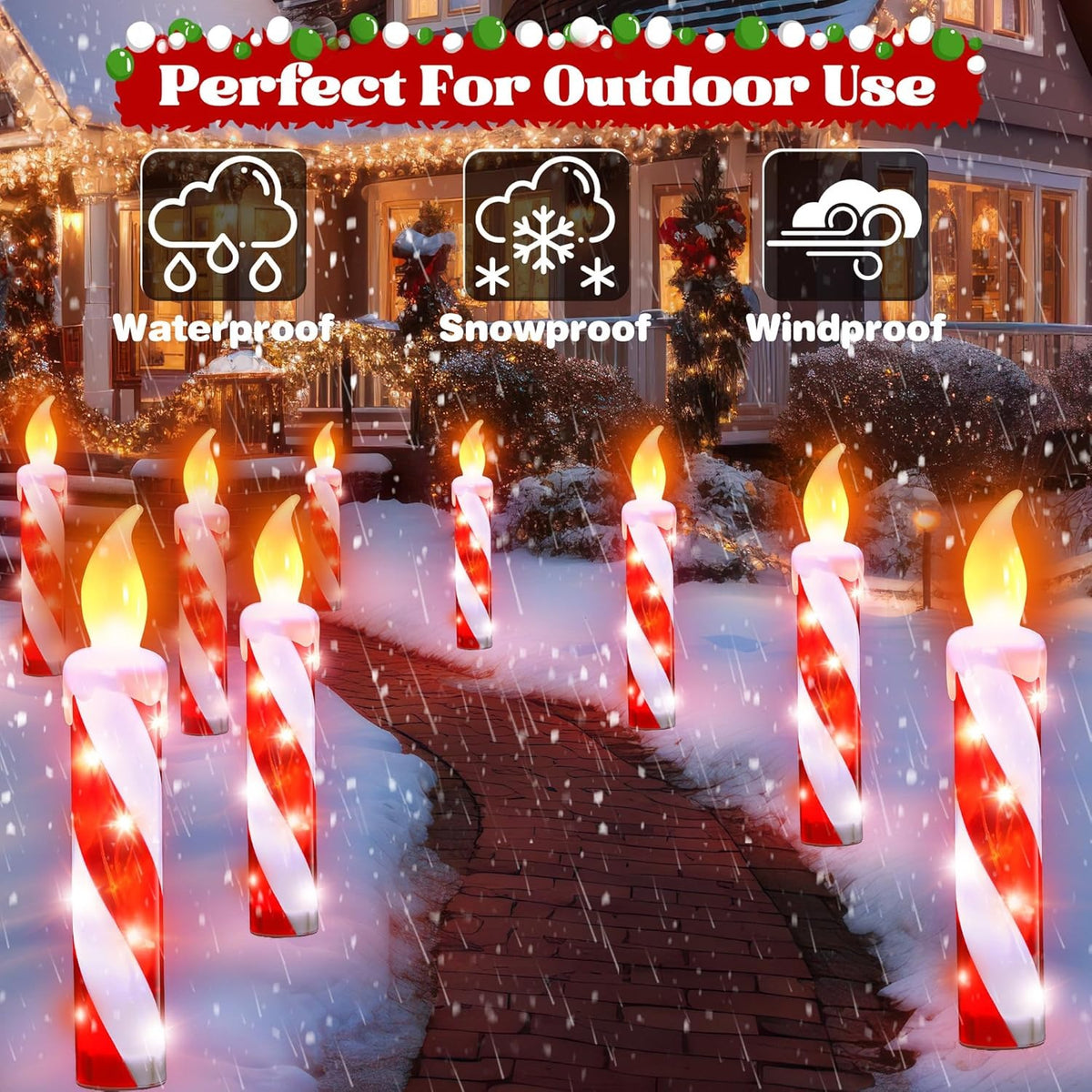 5 Pack Christmas Candy Candle Pathway Lights