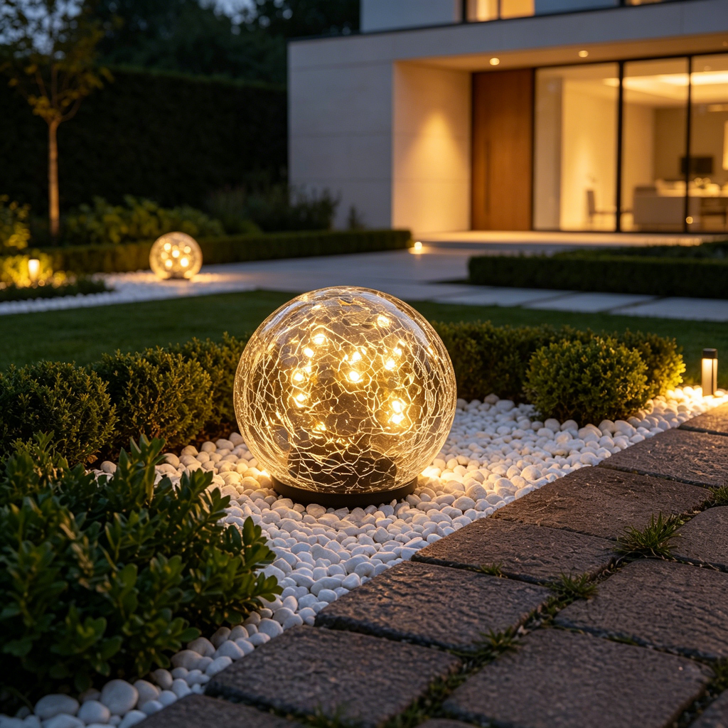Solar Crackle Glass Globe Garden Light