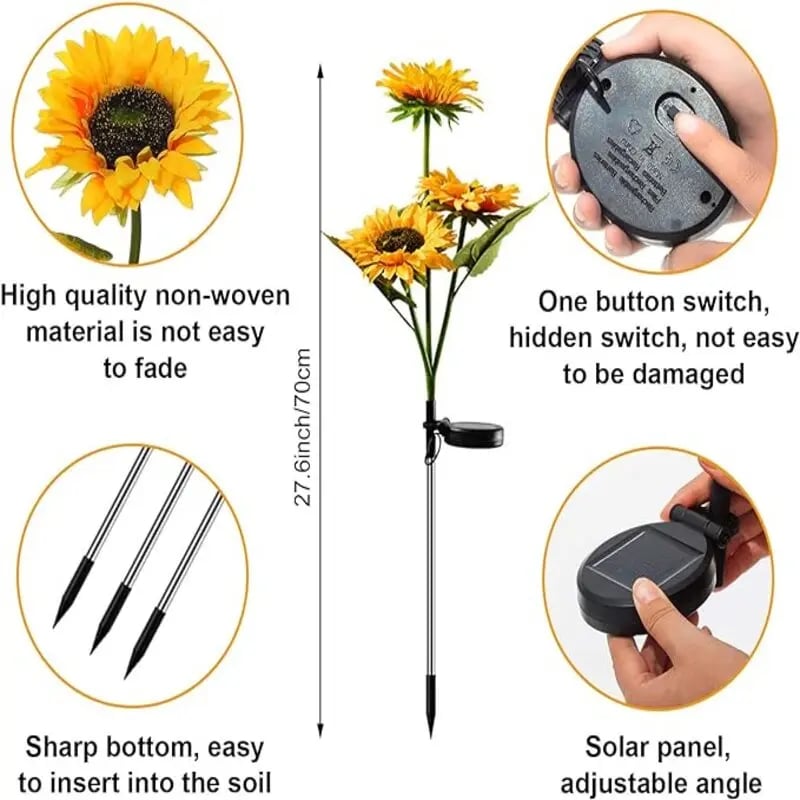 🌻 65K+ SOLD! 2026 UPGRADED Solar Sunflowers – Hyper-Realistic Petals, Stunning Shadow Projections & Dusk-to-Dawn Garden Mag