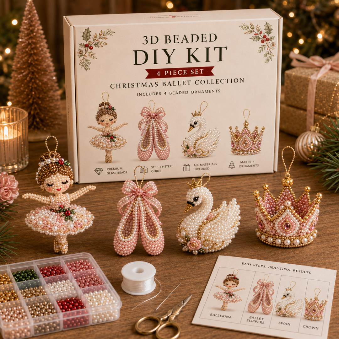 🧘 Relaxing & Beginner-Friendly-💎4-Piece 3D Beaded Christmas Ornament DIY Kit (❤As Seen in the Video)