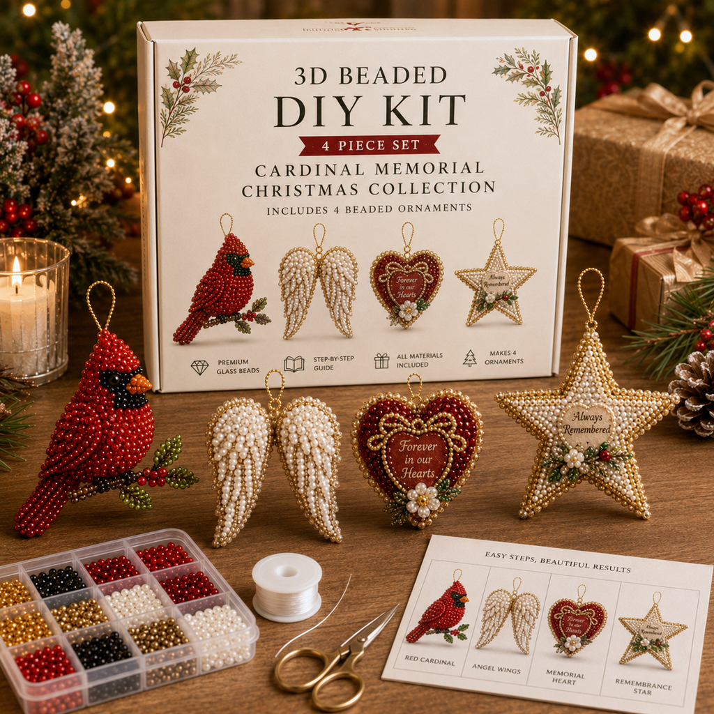 🧘 Relaxing & Beginner-Friendly-💎4-Piece 3D Beaded Christmas Ornament DIY Kit (❤As Seen in the Video)