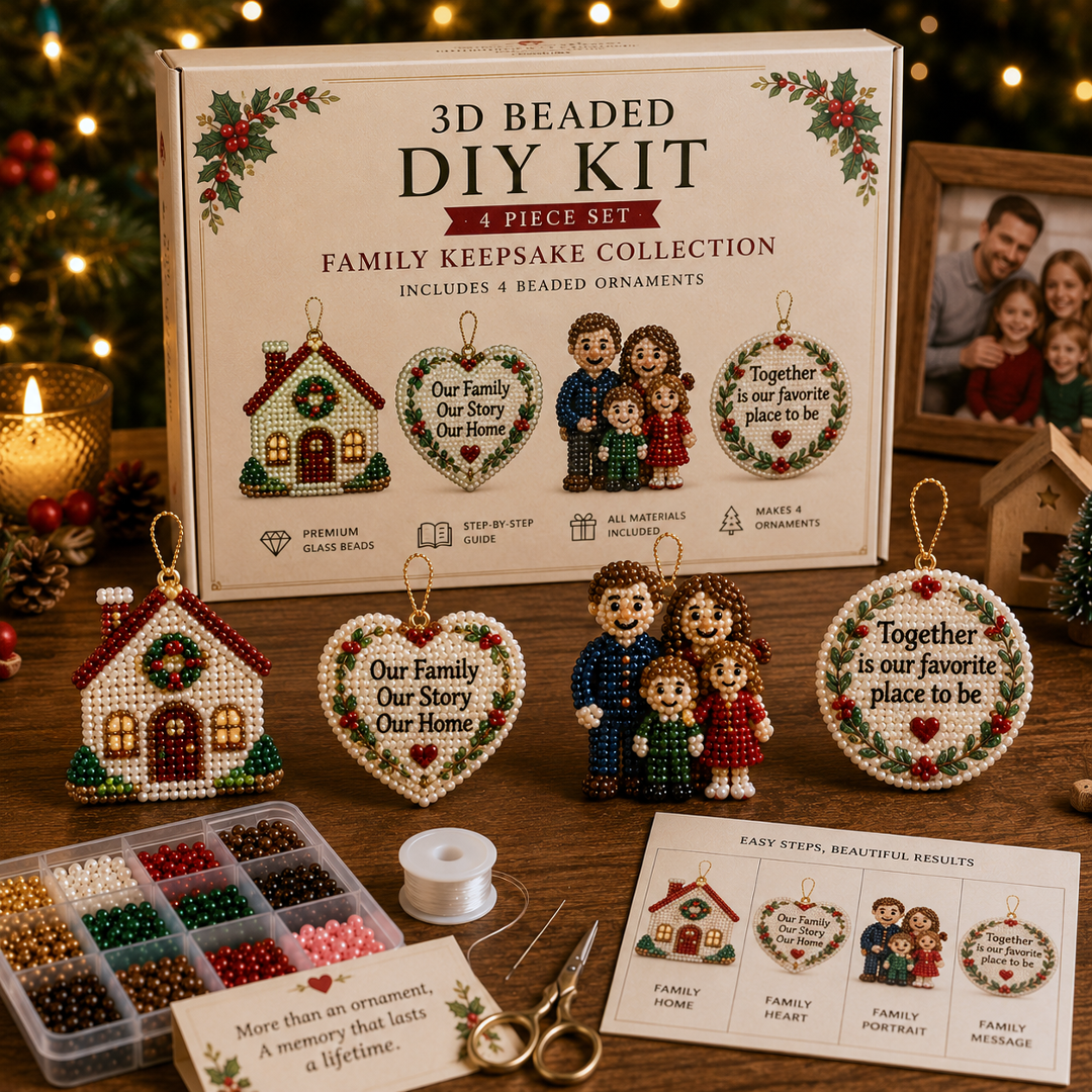 🧘 Relaxing & Beginner-Friendly-💎4-Piece 3D Beaded Christmas Ornament DIY Kit (❤As Seen in the Video)