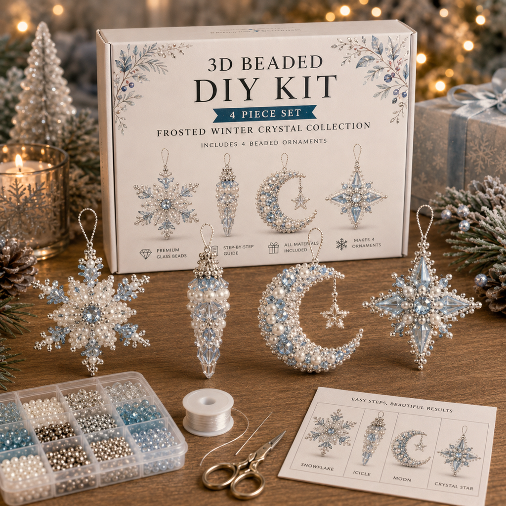 🧘 Relaxing & Beginner-Friendly-💎4-Piece 3D Beaded Christmas Ornament DIY Kit (❤As Seen in the Video)