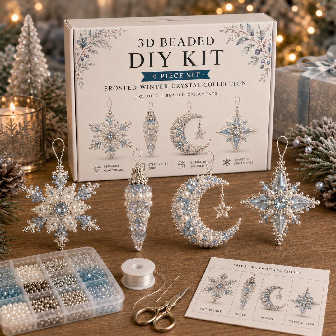 🧘 Relaxing & Beginner-Friendly-💎4-Piece 3D Beaded Christmas Ornament DIY Kit (❤As Seen in the Video)