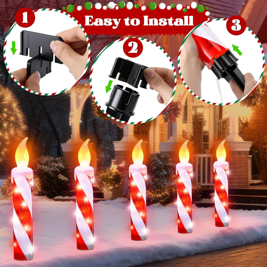 5 Pack Christmas Candy Candle Pathway Lights