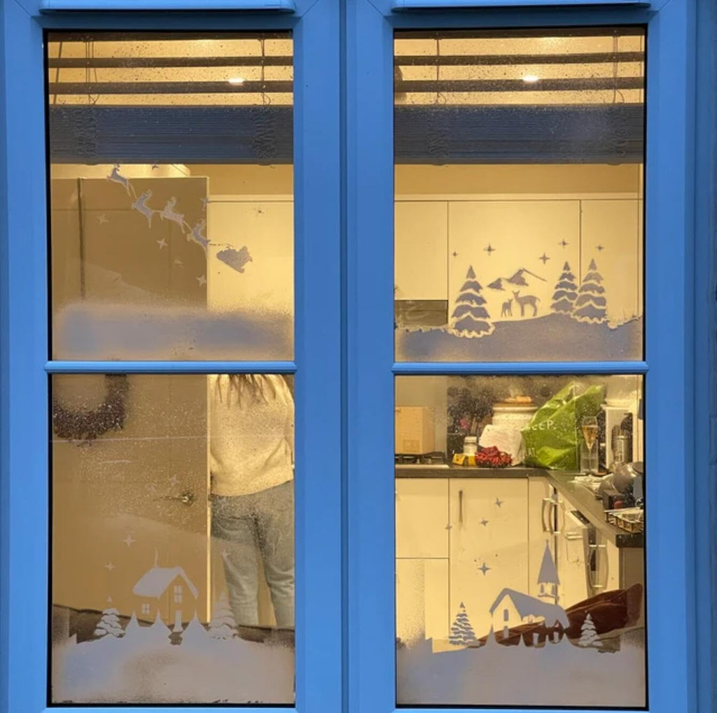 Reusable Christmas Window Stencils for Painting & Snow Spray