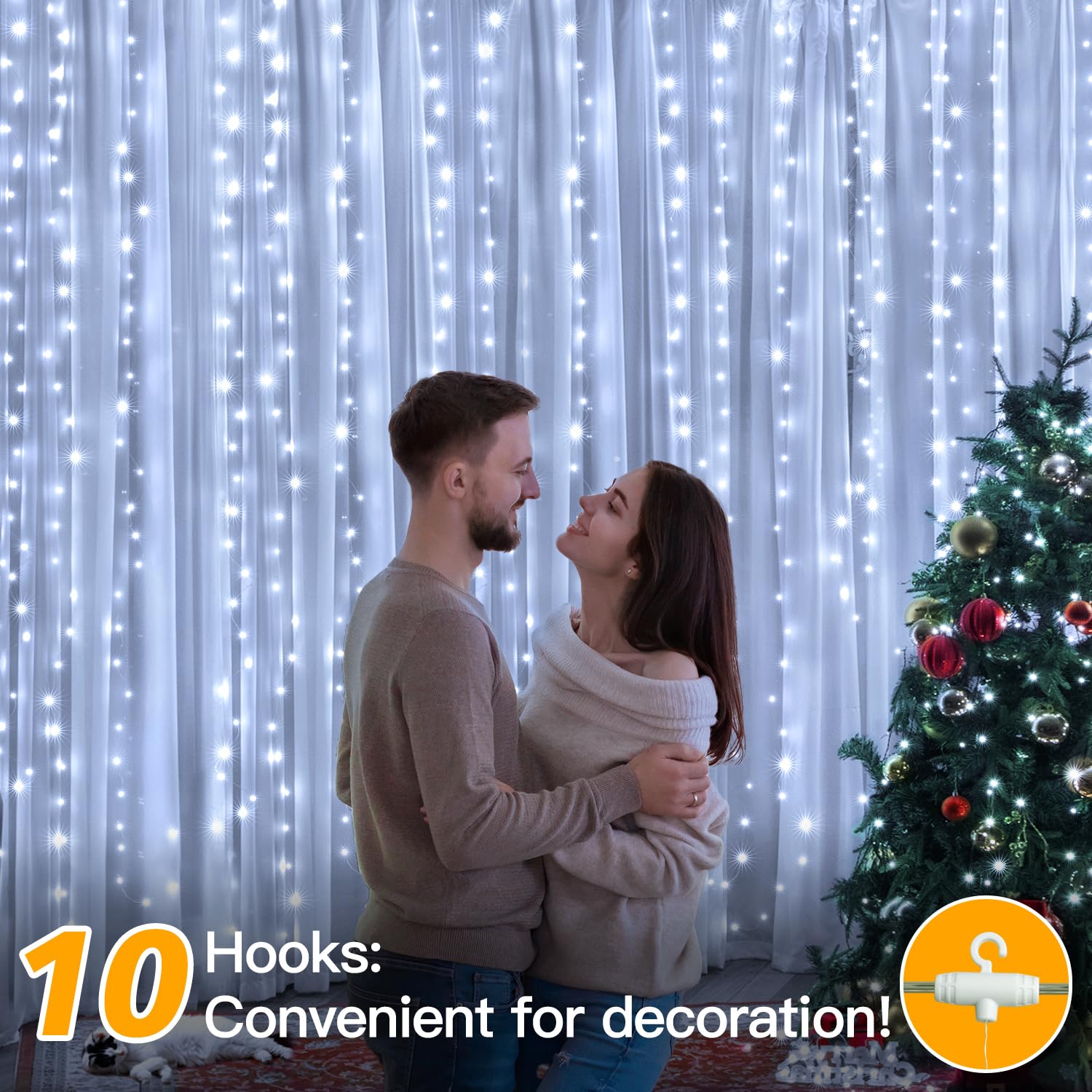 10FT/20FT Christmas Curtain Fairy Lights with Remote Control