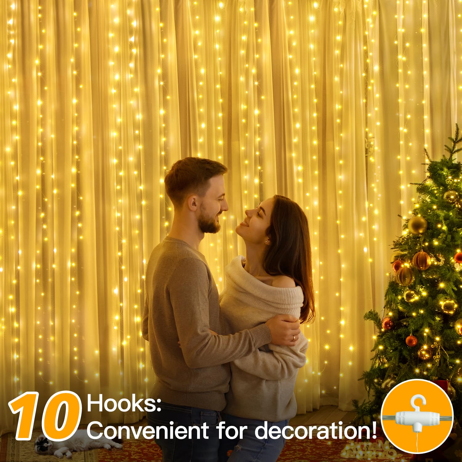 10FT/20FT Christmas Curtain Fairy Lights with Remote Control