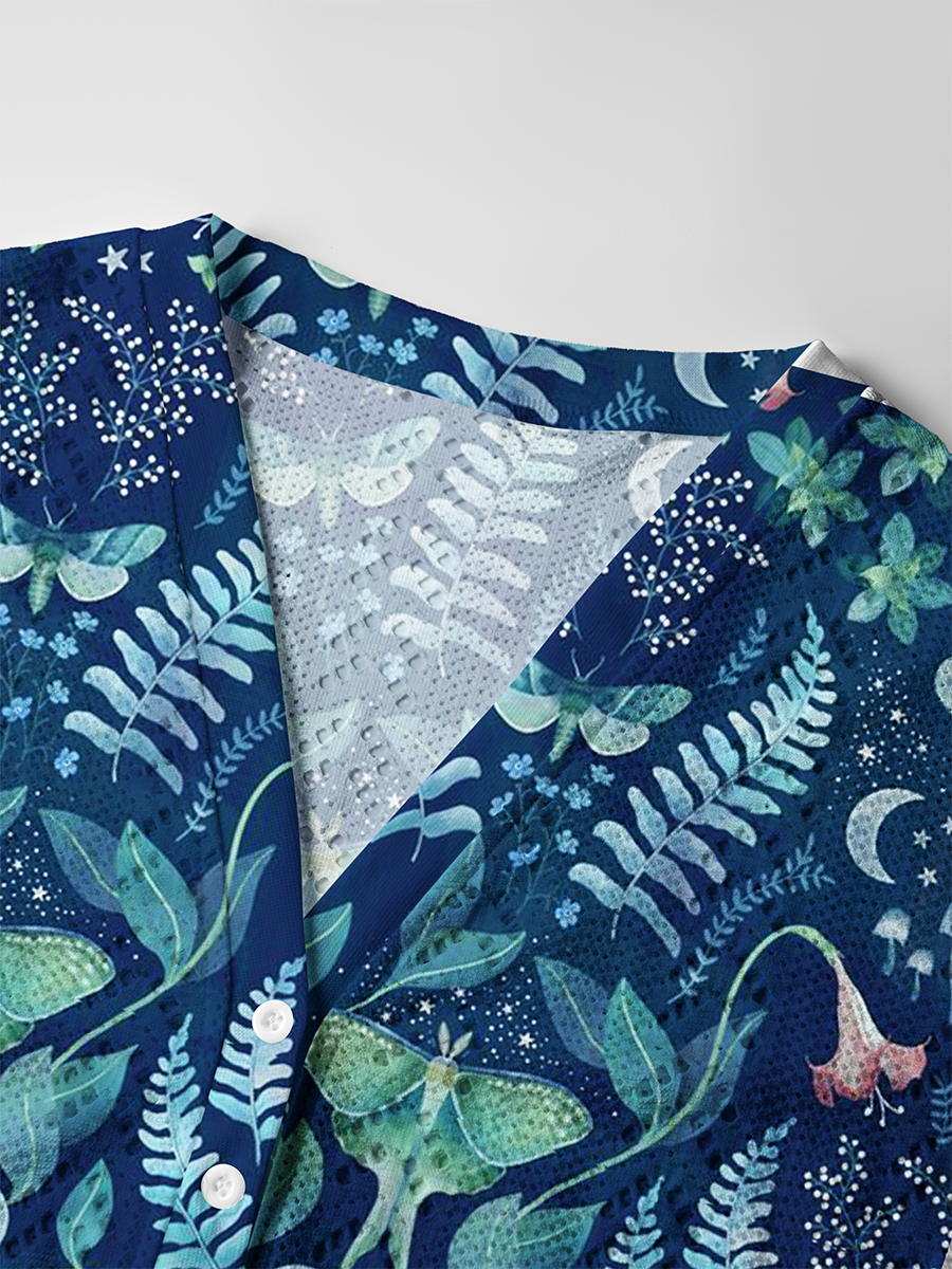 Celestial Night Garden Print Crochet Button Down Cardigan