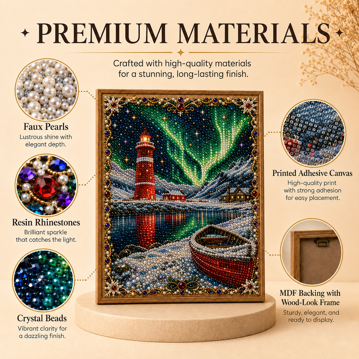 ✨ Aurora Lighthouse DIY Pearl Painting –  Sparkling Winter Landscape Decor