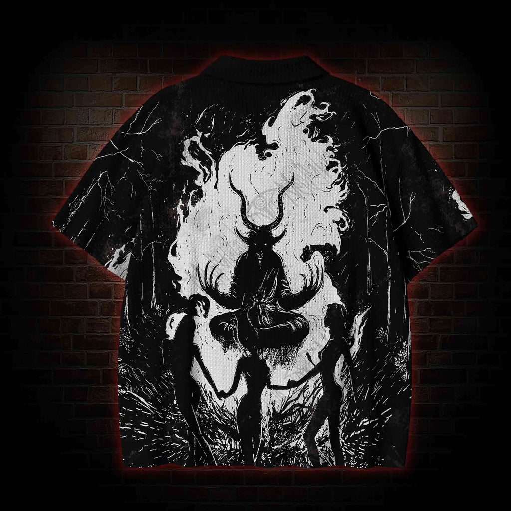Baphomet Crochet Knit Polo Shirt