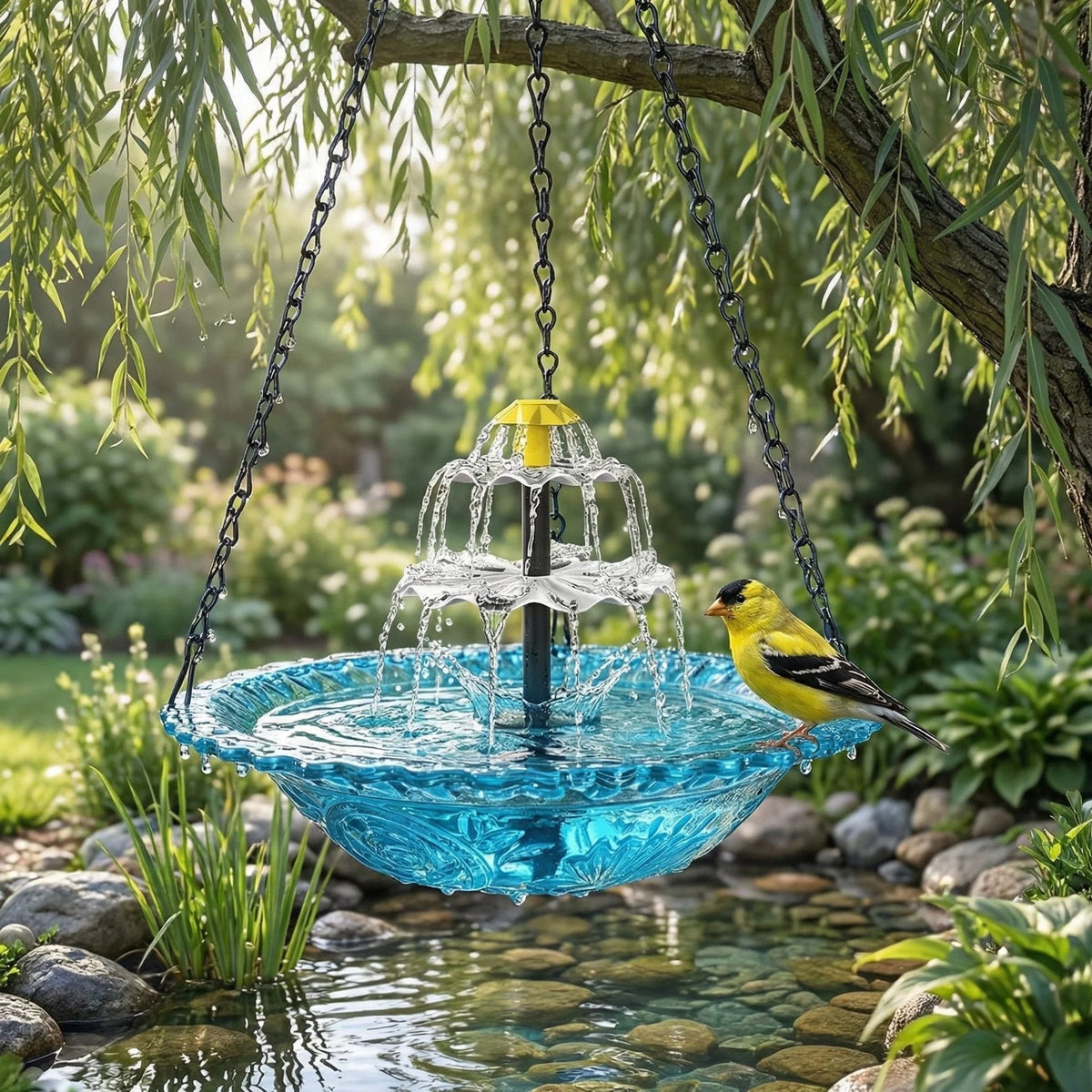 🔥Limited 60% OFF🔥-🐦💧Solar Cascade Hanging Bird Bath Fountain&Buy 2 Free Shipping🎁