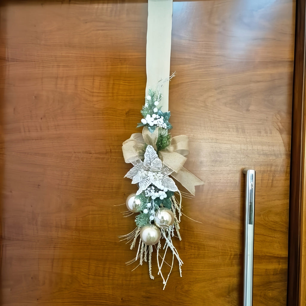 🎄Early Christmas Sale🔥Glam Gold Christmas Door Ribbon with Ornaments & Greenery