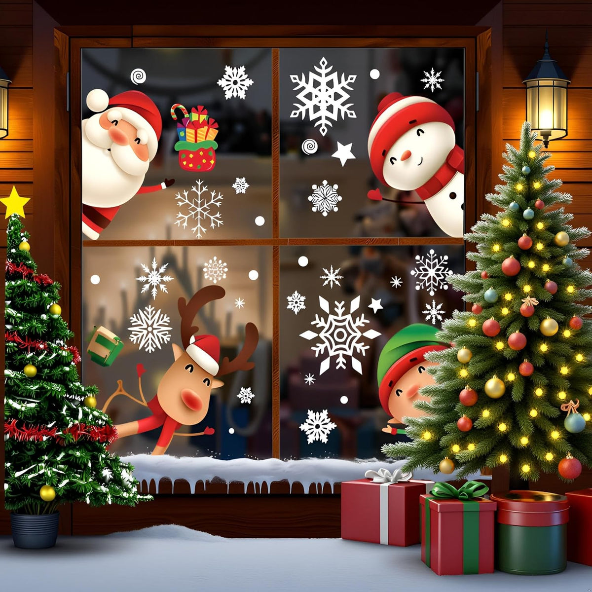 Christmas Window Static Clings Sticker Set