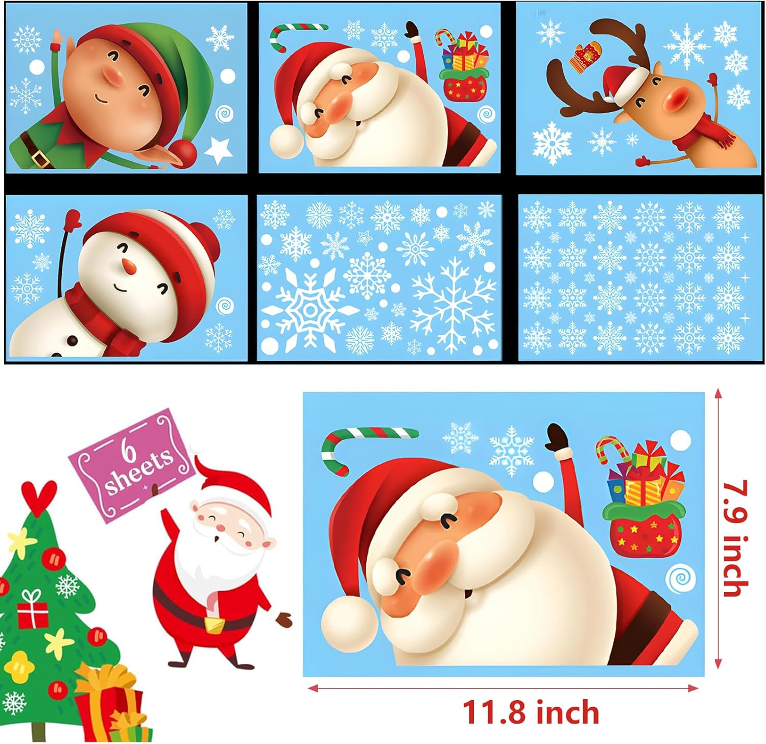 Christmas Window Static Clings Sticker Set