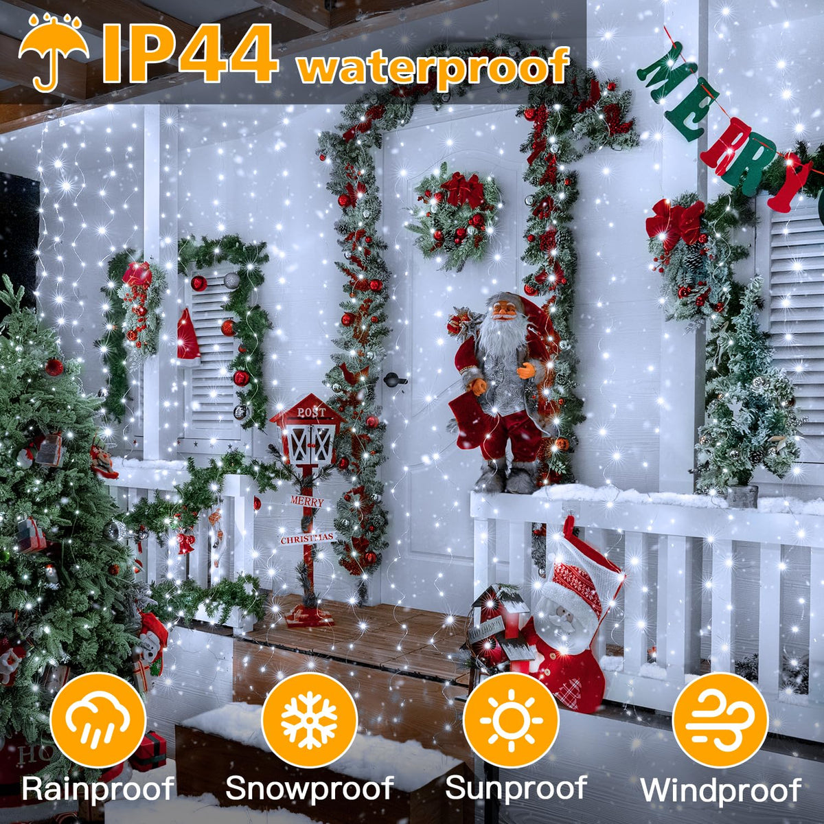10FT/20FT Christmas Curtain Fairy Lights with Remote Control