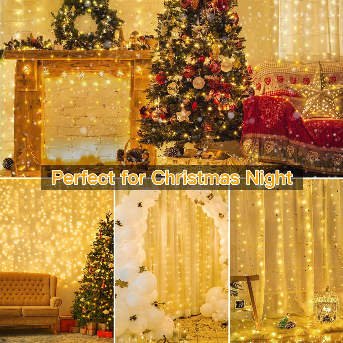 10FT/20FT Christmas Curtain Fairy Lights with Remote Control