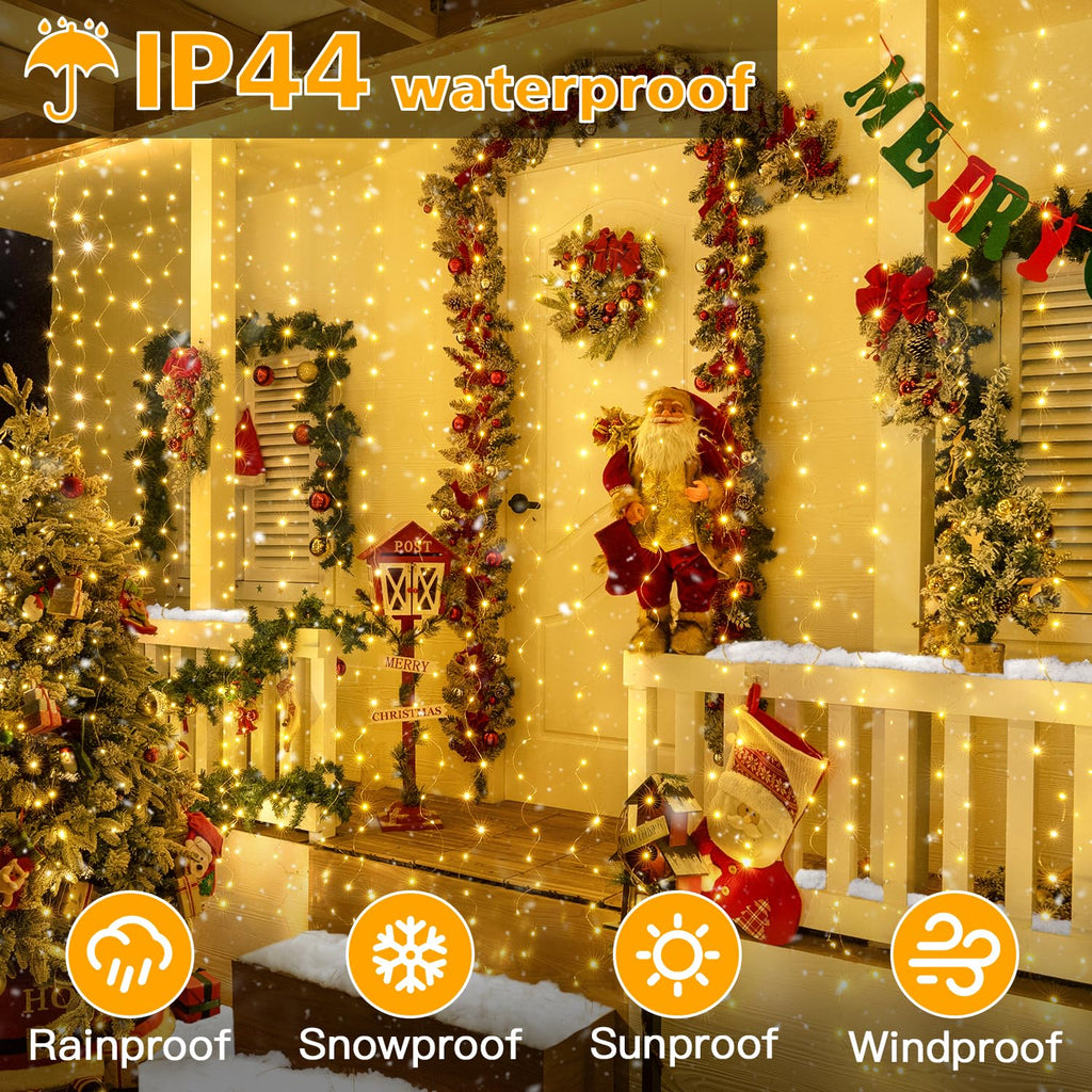 10FT/20FT Christmas Curtain Fairy Lights with Remote Control