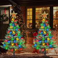 Set of 2 Pre-Lit Christmas Tree with Multicolor LED Solar Lights