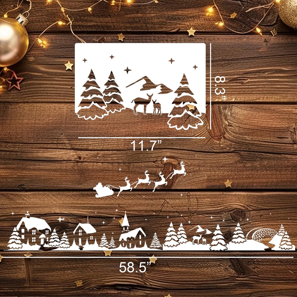 Reusable Christmas Window Stencils for Painting & Snow Spray