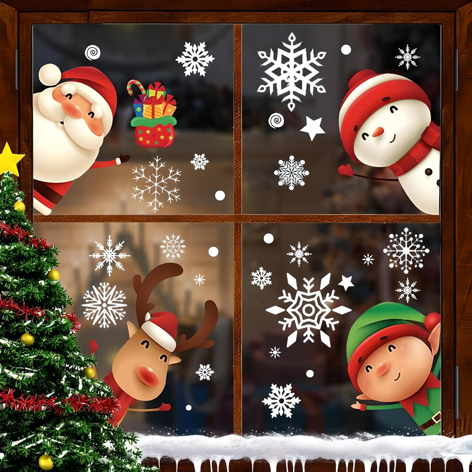 Christmas Window Static Clings Sticker Set