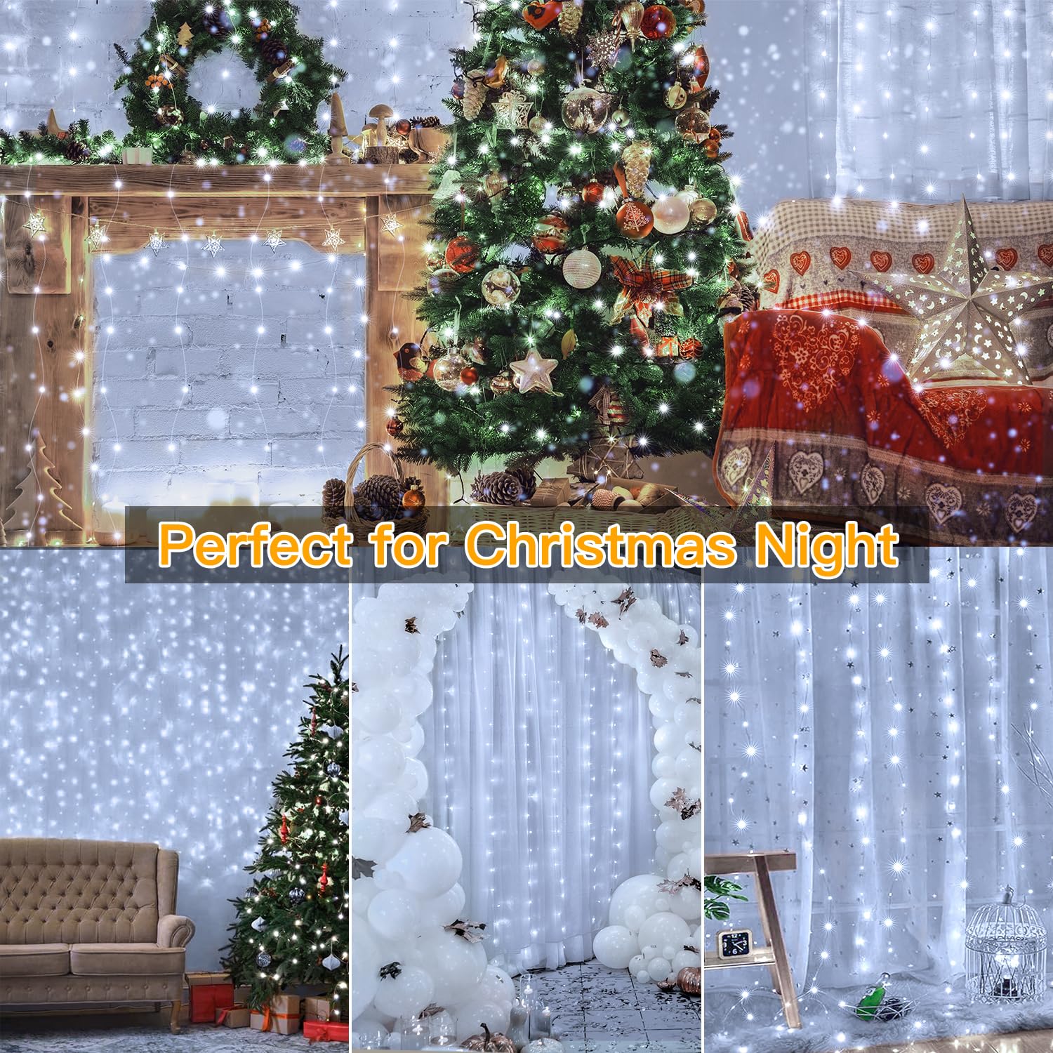 10FT/20FT Christmas Curtain Fairy Lights with Remote Control