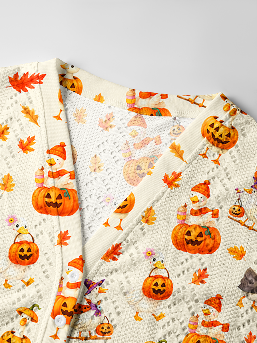 Cute Fall Watercolor Kids Crochet Button Down Cardigan