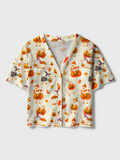 Cute Fall Watercolor Kids Crochet Button Down Cardigan