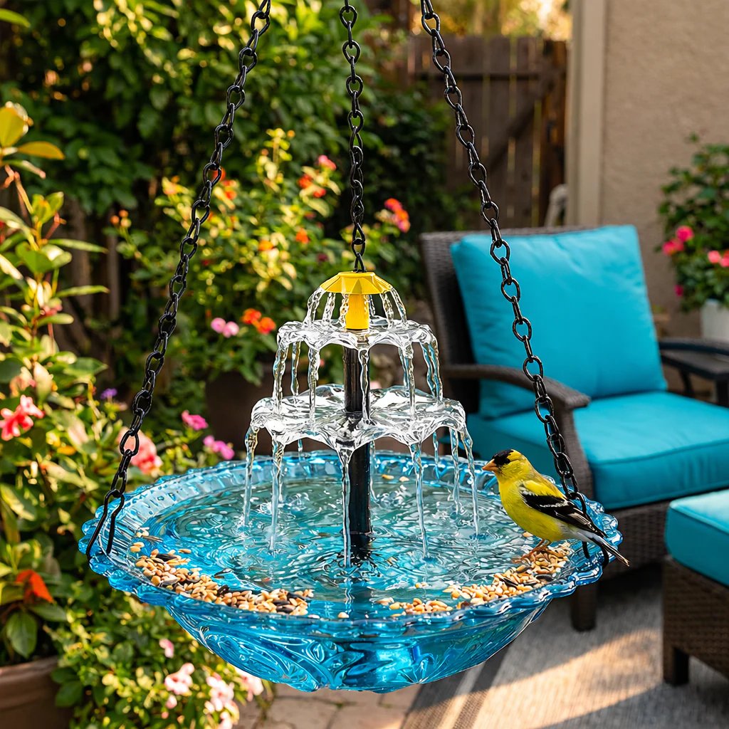 🔥Limited 60% OFF🔥-🐦💧Solar Cascade Hanging Bird Bath Fountain&Buy 2 Free Shipping🎁