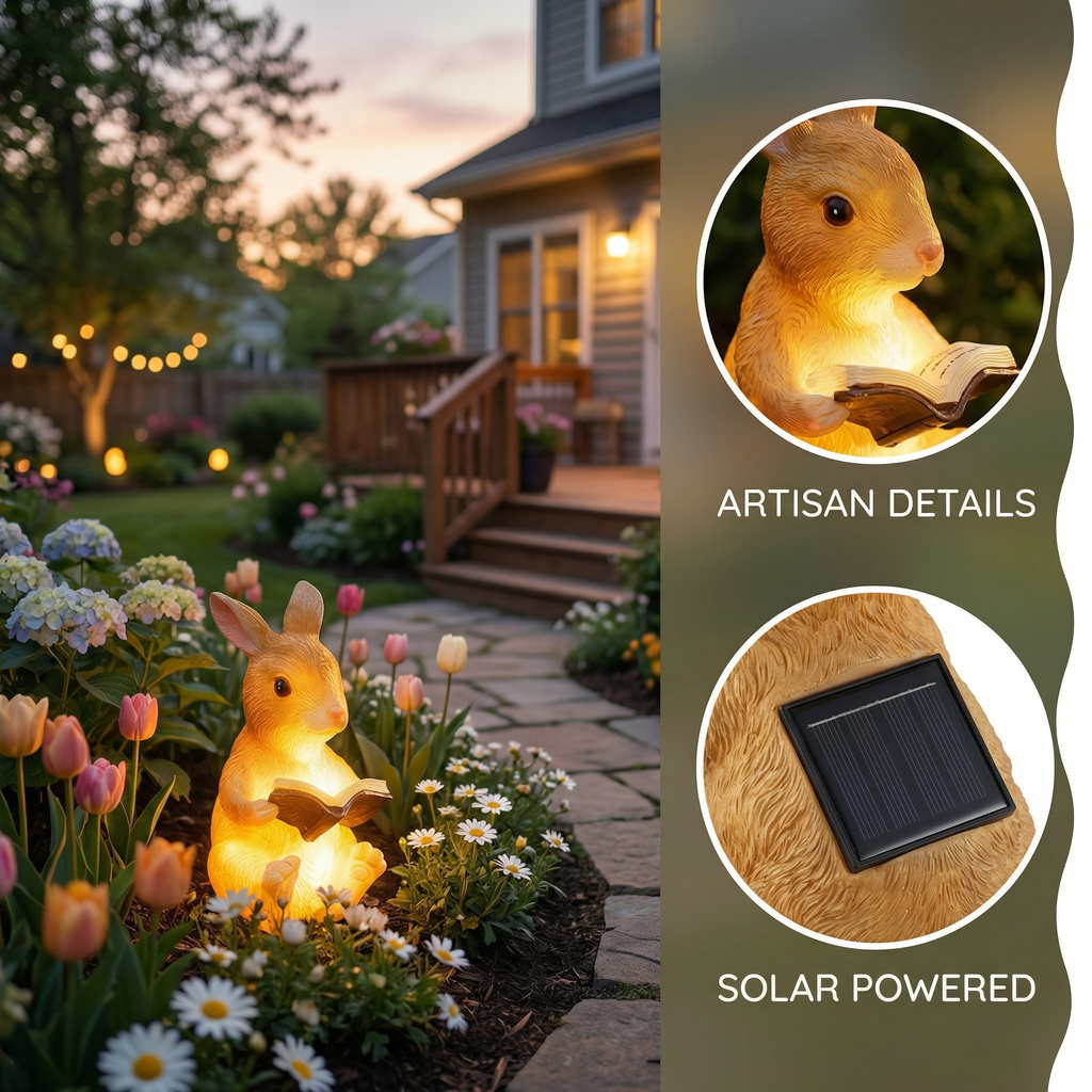 Solar Woodland Garden Stake Light – Rabbit & Squirrel Outdoor Pathway Decor