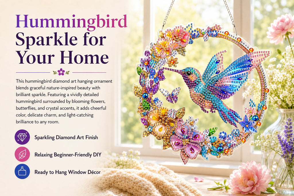 ☀️LAST DAY 70% OFF🌈 - Hummingbird Diamond Art Hanging Ornament Kit