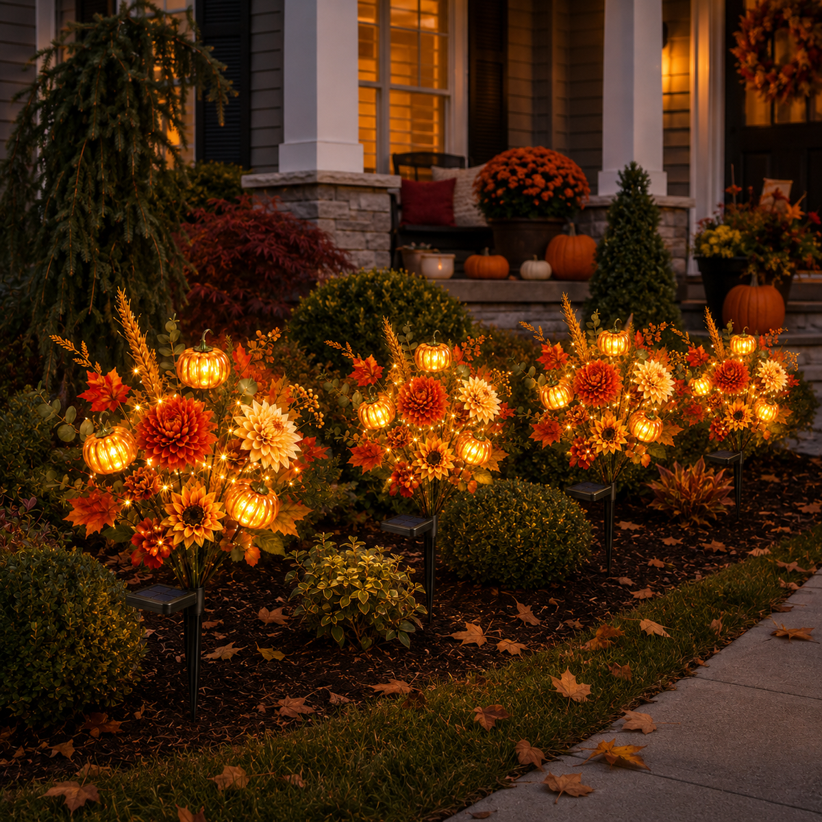 🌻 Solar Pumpkin Garden Stake Lights – Fall Artificial Flower Outdoor Decor