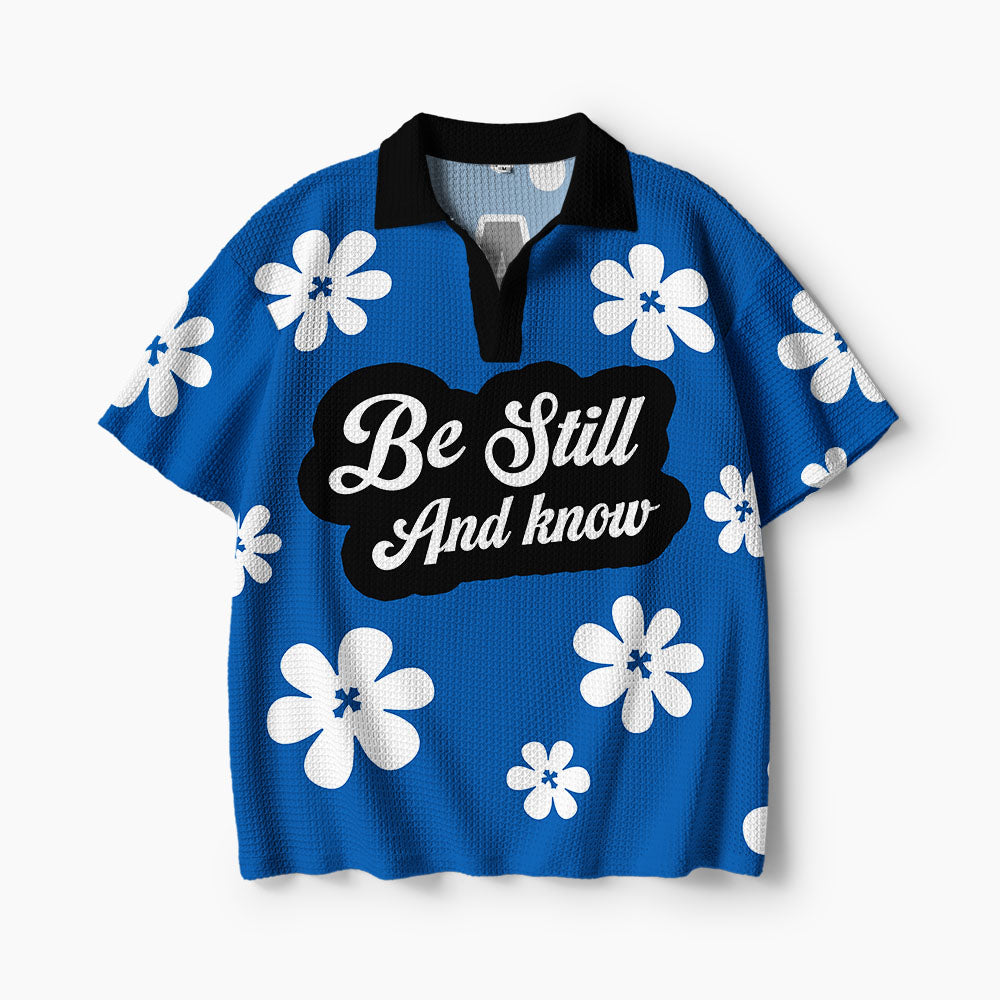 Be Still And Know Christian Athleisure Crochet Polo Shirt