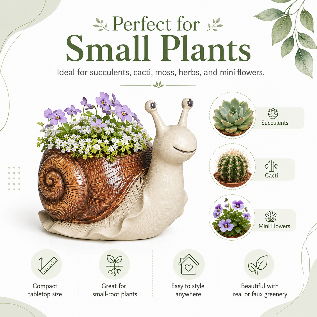 Whimsical Snail-Shaped Resin Flower Pot