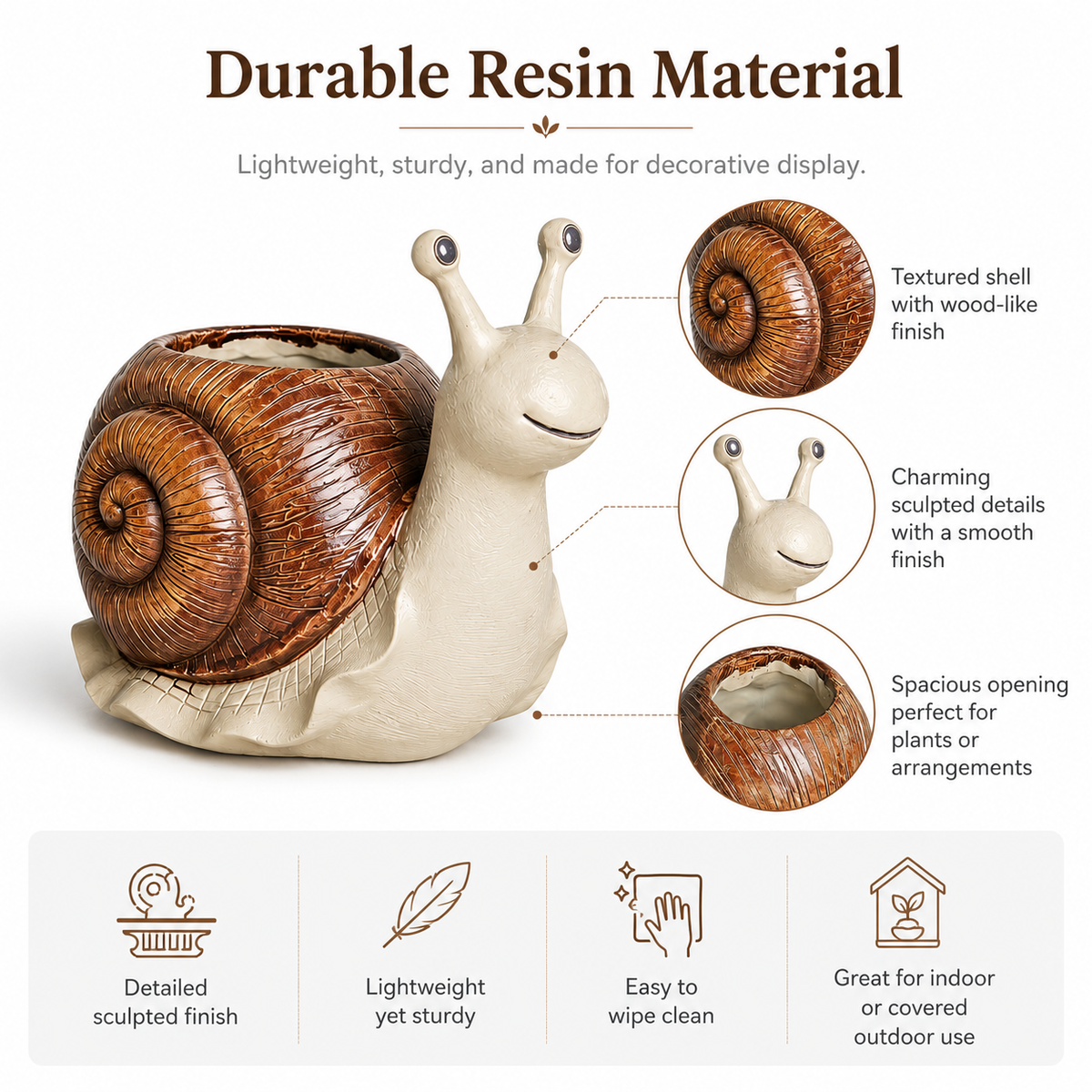 Whimsical Snail-Shaped Resin Flower Pot