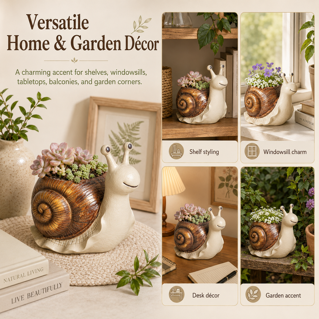 Whimsical Snail-Shaped Resin Flower Pot