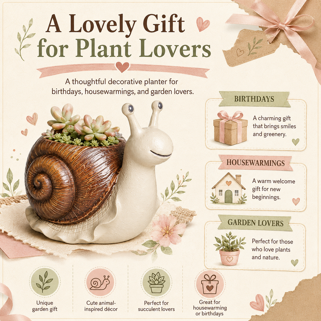 Whimsical Snail-Shaped Resin Flower Pot