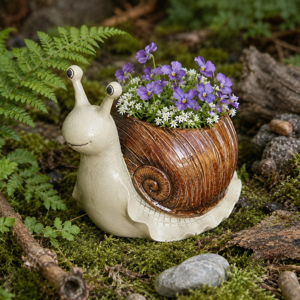 Whimsical Snail-Shaped Resin Flower Pot