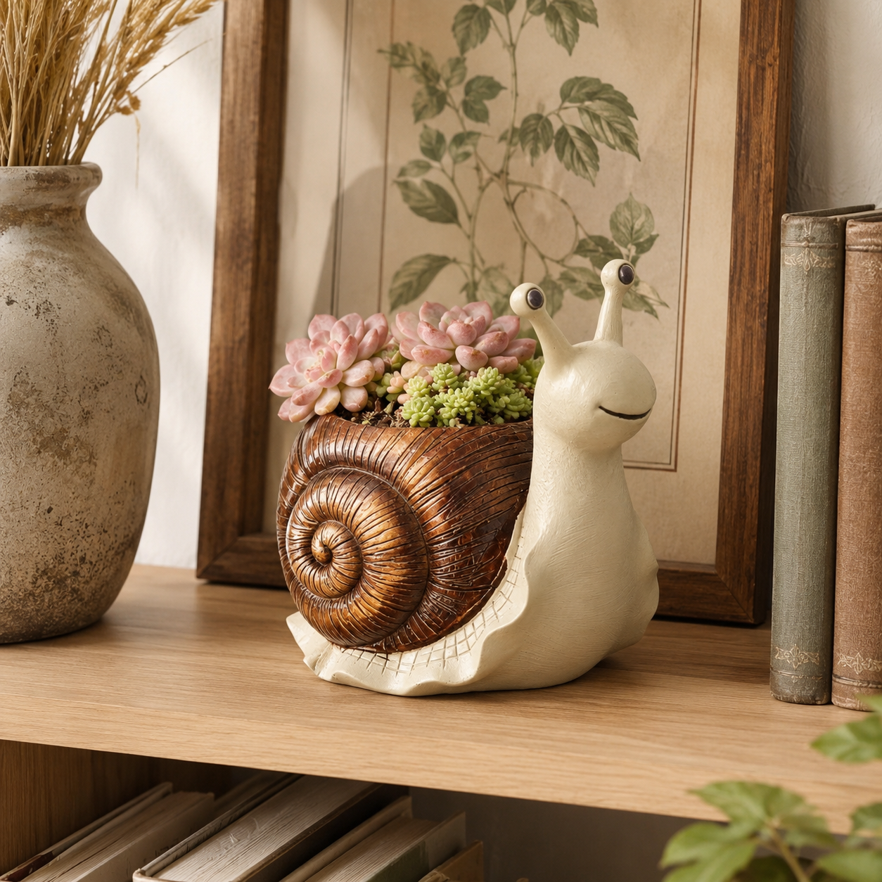 Whimsical Snail-Shaped Resin Flower Pot