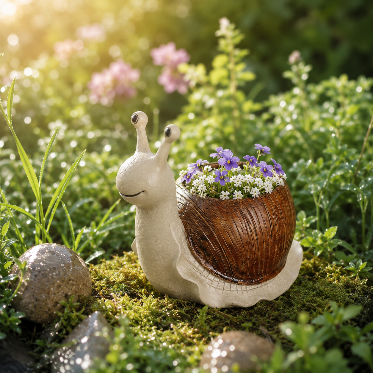 Whimsical Snail-Shaped Resin Flower Pot