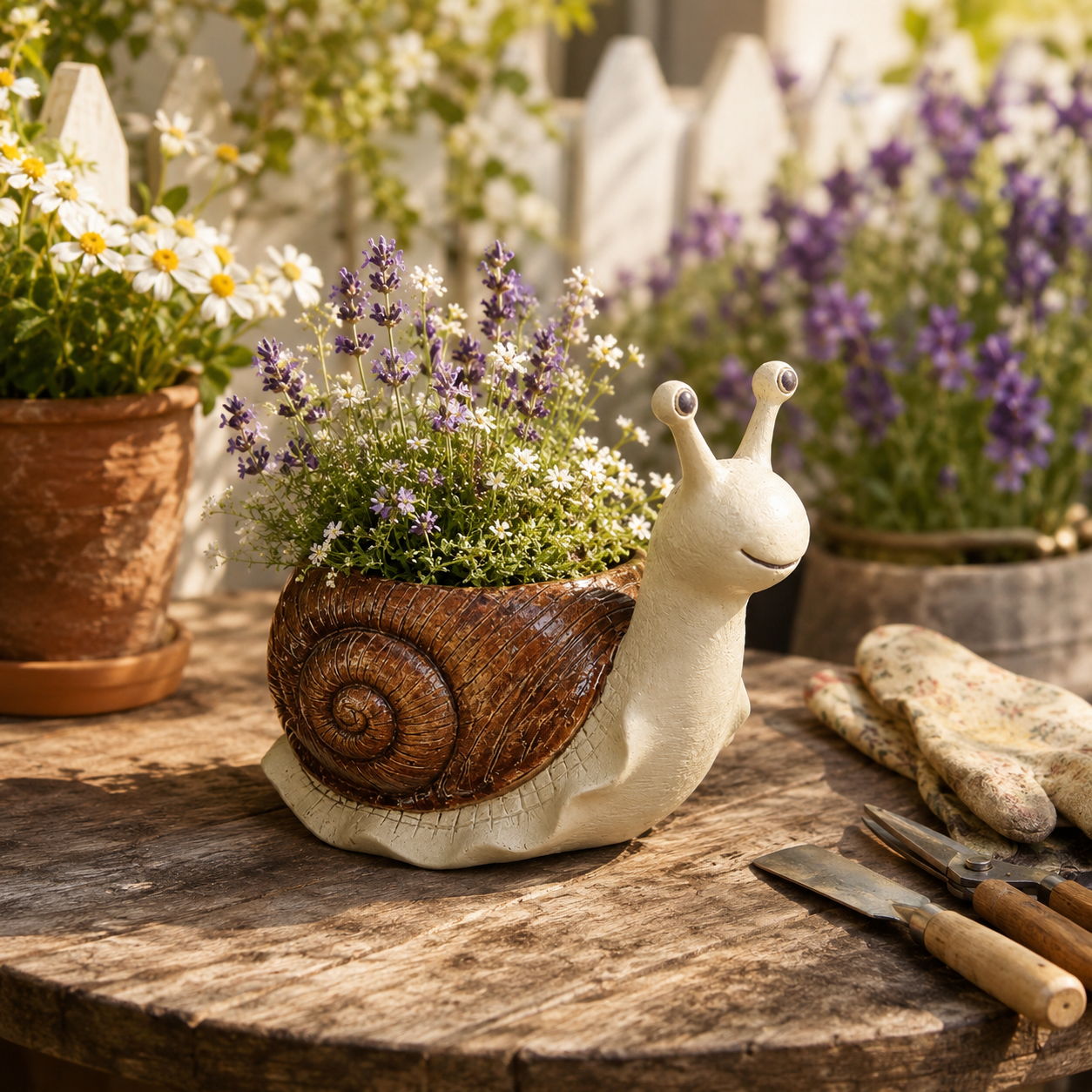 Whimsical Snail-Shaped Resin Flower Pot