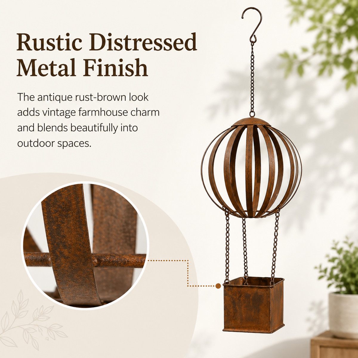 Vintage Hot Air Balloon Hanging Planter