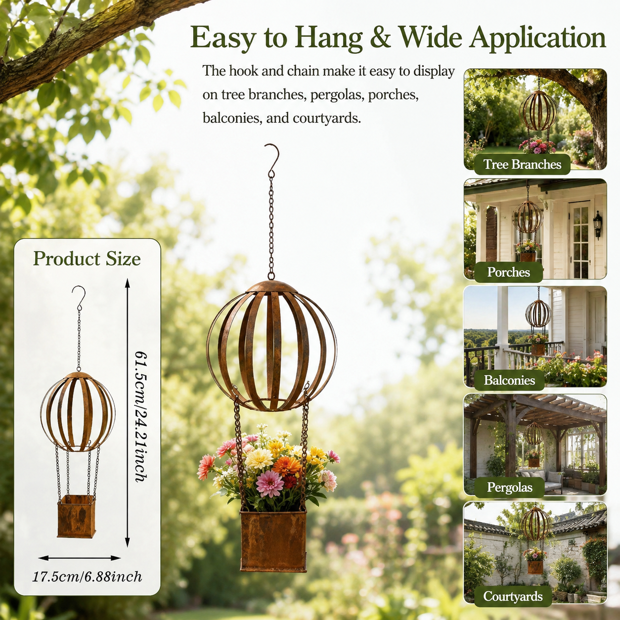 Vintage Hot Air Balloon Hanging Planter