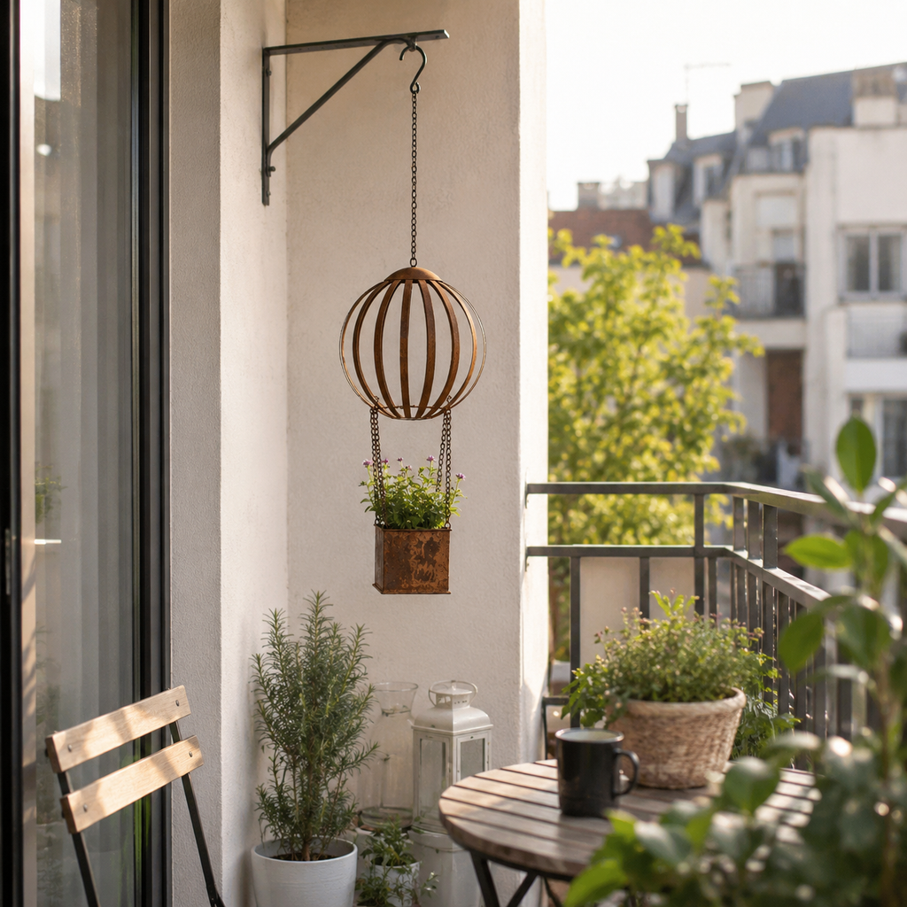 Vintage Hot Air Balloon Hanging Planter