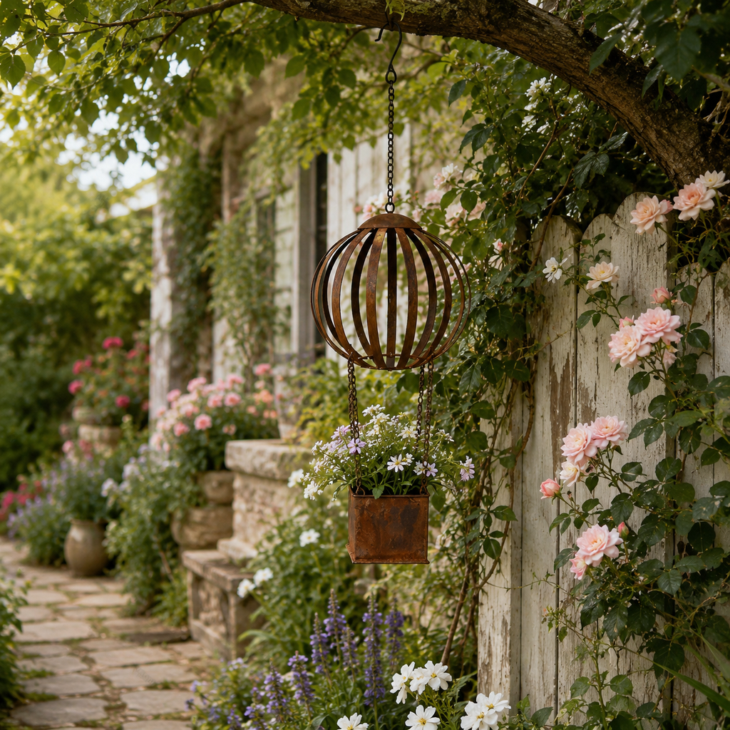 Vintage Hot Air Balloon Hanging Planter