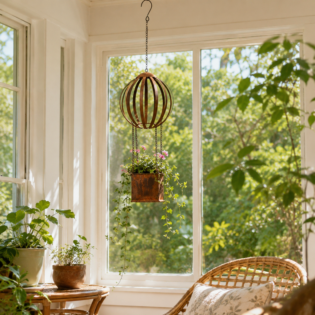 Vintage Hot Air Balloon Hanging Planter