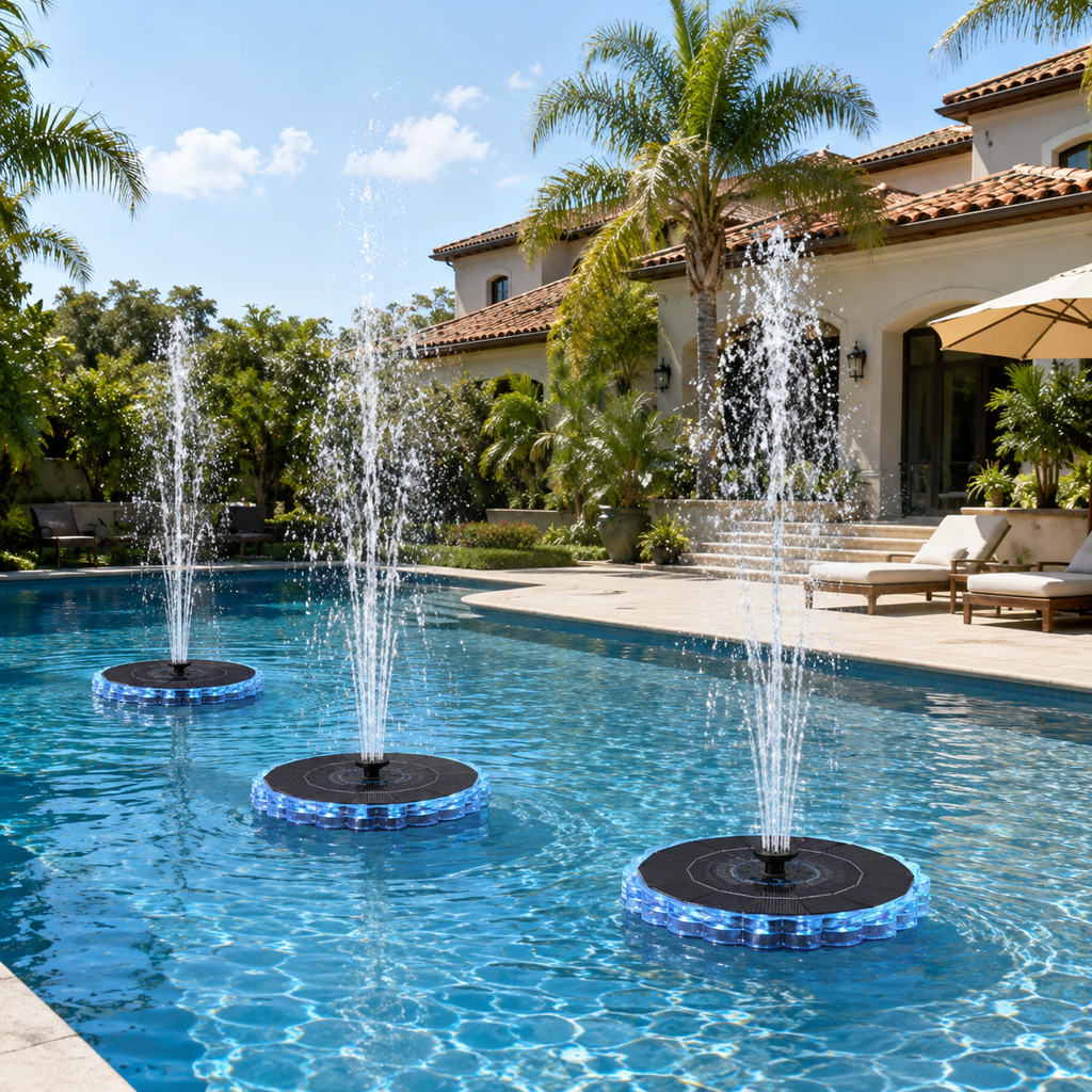 Solar-Powered Floating Fountain Light for Luxury Outdoor Water Features